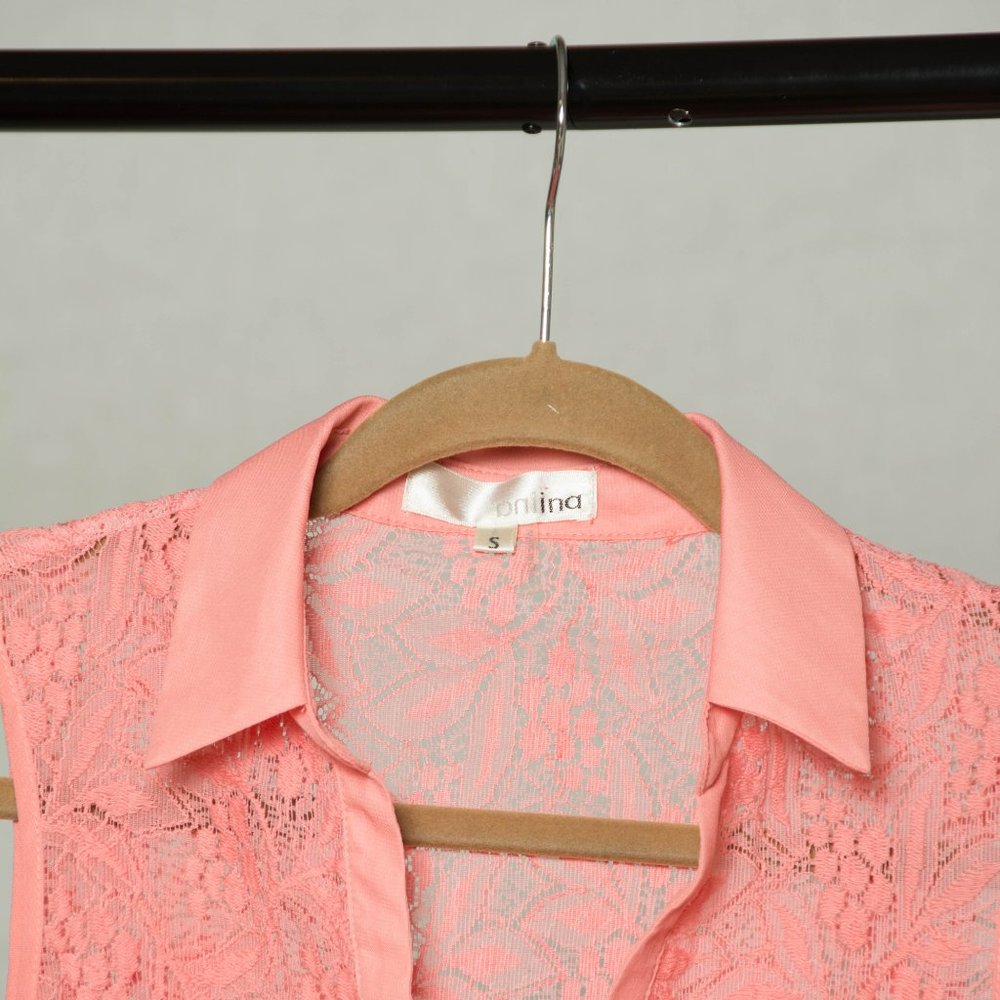 Aniina peach lace and chiffon dress - Picture 3 of 3